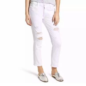 PAIGE Womens White Distressed Brigitte Boyfriend High Rise Crop Jeans Like New